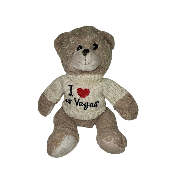 Unipak Designs Collectible Bear 10" Plush  I Love Las Vegas Sweater 2015 Beige - Picture 1 of 10